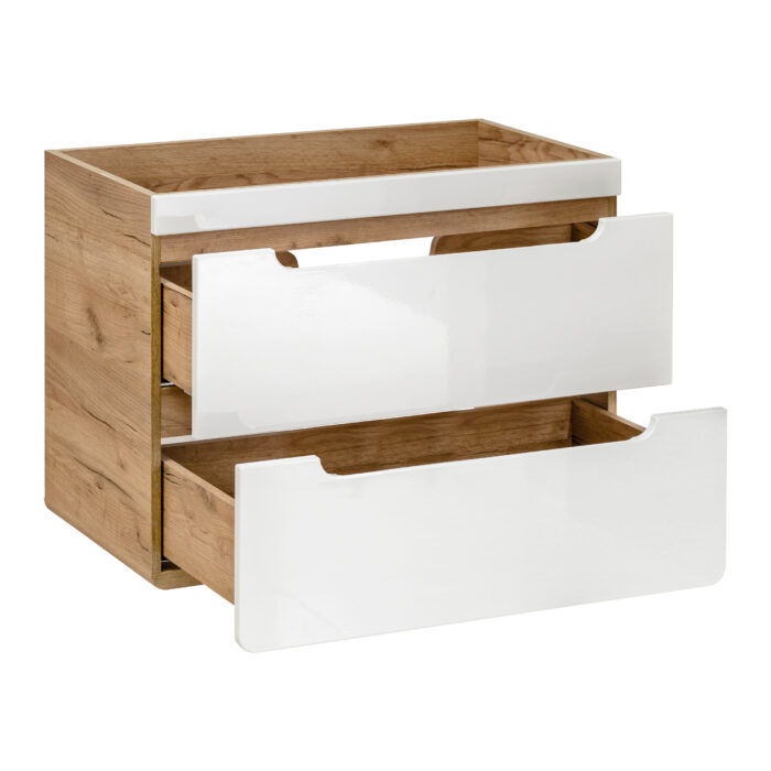 Szafka wisząca pod umywalkę ARVIDA - biała - 2 szuflady - 60 x 59 x 46 cm - obrazek 2