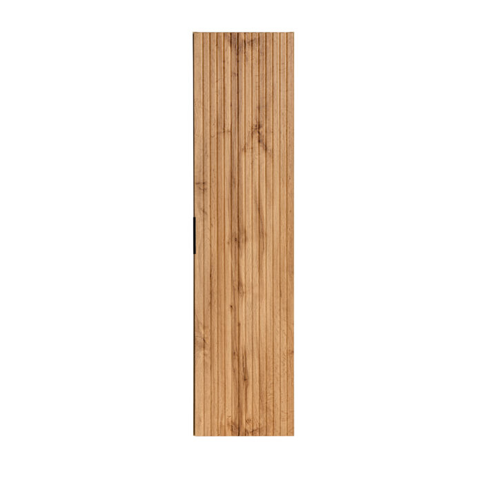 Wysoka szafka wisząca do łazienki ADEN - dąb Wotan - frezowane fronty - 35 x 140 x 25 cm - obrazek 5