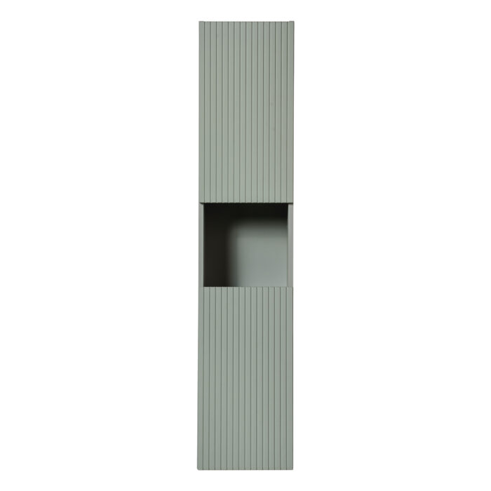 Wysoka szafka wisząca do łazienki NALVIK - zielona - 2 drzwi - frezowane fronty - 30 x 140 x 25 cm - obrazek 6