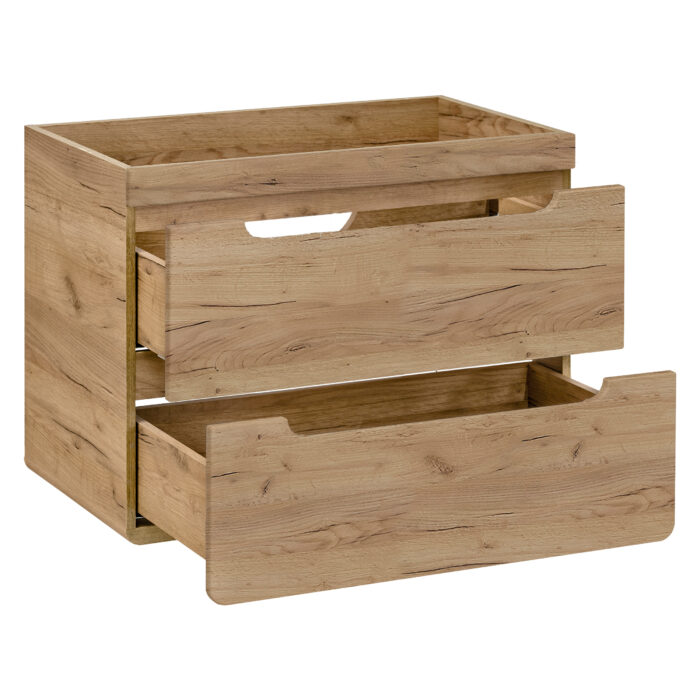 Szafka wisząca pod umywalkę ARVIDA - kolor dębowy - 2 szuflady - 80 x 59 x 46 cm - obrazek 3