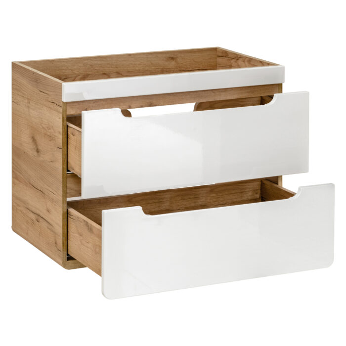 Szafka wisząca pod umywalkę ARVIDA - biała - 2 szuflady - 80 x 59 x 46 cm - obrazek 3