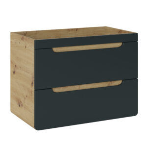 Szafka wisząca pod umywalkę ARVIDA - kolor dębowy - szary front - 2 szuflady - 80 x 59 x 46 cm