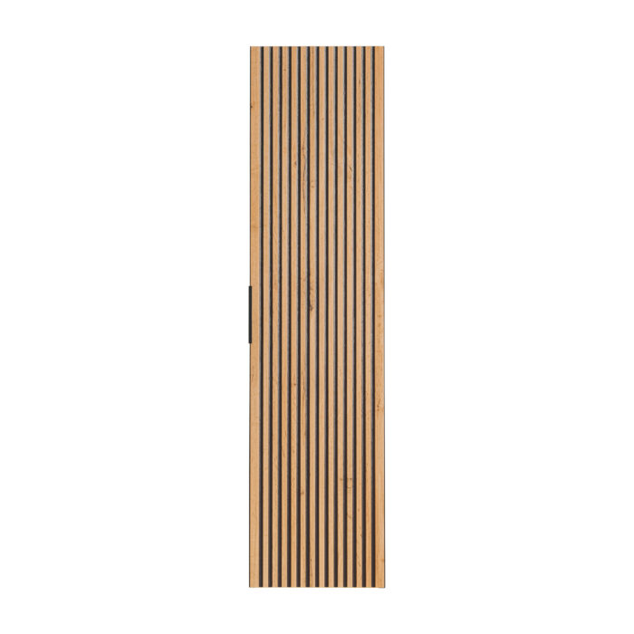 Wysoka szafka wisząca do łazienki TILO - czarny korpus - frezowane fronty w kolorze dąb Wotan - 35 x 140 x 25 cm - obrazek 5