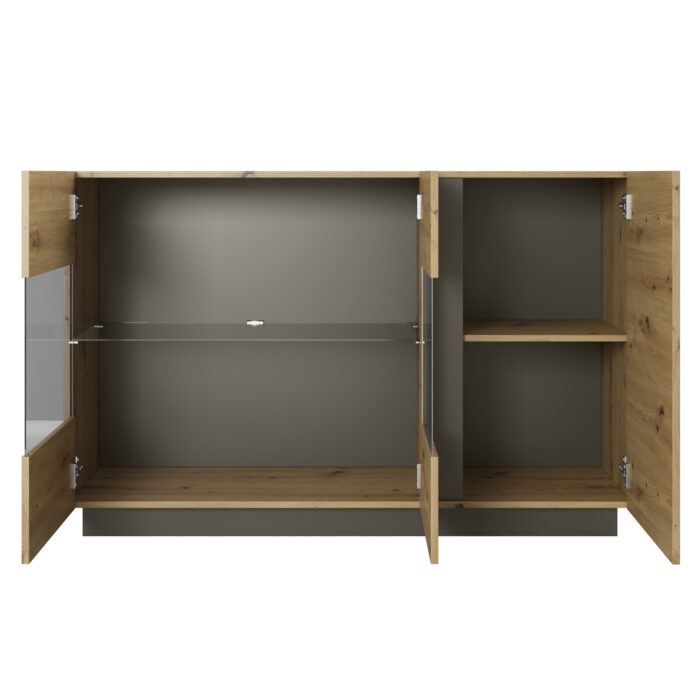 Komoda ANDEBU KOM1 - Dąb - Szary Grafit - Przeszklona - obrazek 3