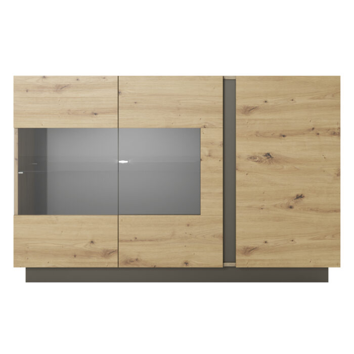 Komoda ANDEBU KOM1 - Dąb - Szary Grafit - Przeszklona - obrazek 6