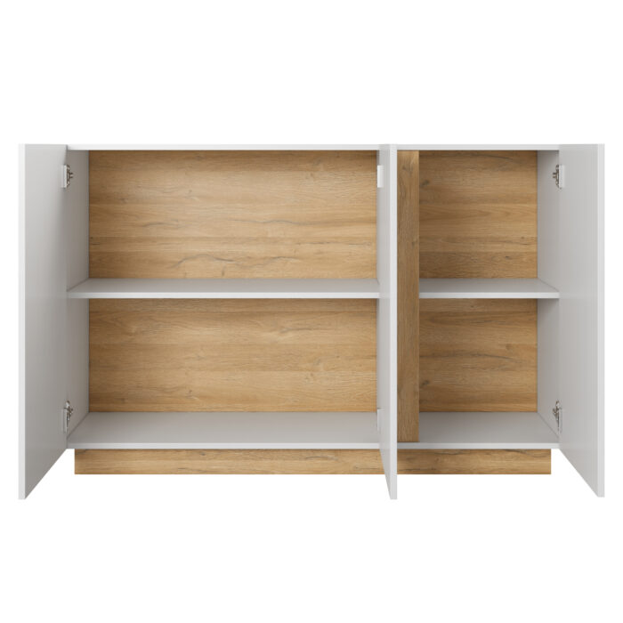 Komoda ANDEBU KOM2 - Dąb - Biały Mat i Połysk - Cichy Domyk - obrazek 3