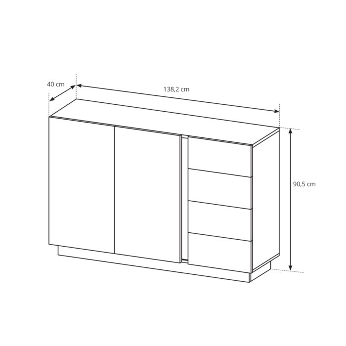 Komoda ANDEBU KOM3 - Dąb - Biały Mat i Połysk - Szuflady - obrazek 2