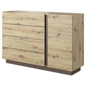 Komoda ANDEBU KOM4 - Dąb - Szary Grafit - Szuflady