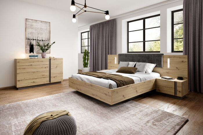 Komoda ANDEBU KOM4 - Dąb - Szary Grafit - Szuflady - obrazek 4