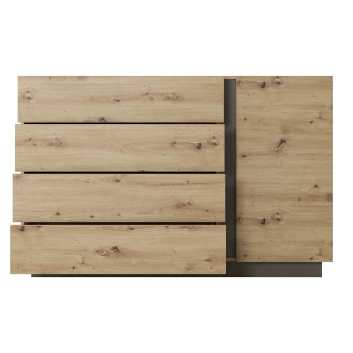 Komoda ANDEBU KOM4 - Dąb - Szary Grafit - Szuflady - obrazek 6