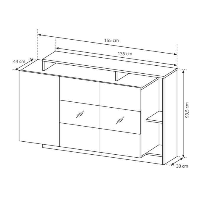 Komoda ALVDAL - Dąb - Biały - Bezuchwytowa - obrazek 2