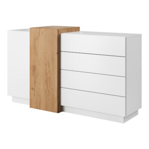 Komoda ETNE KOM2 - Dąb - Biały - 4 Szuflady