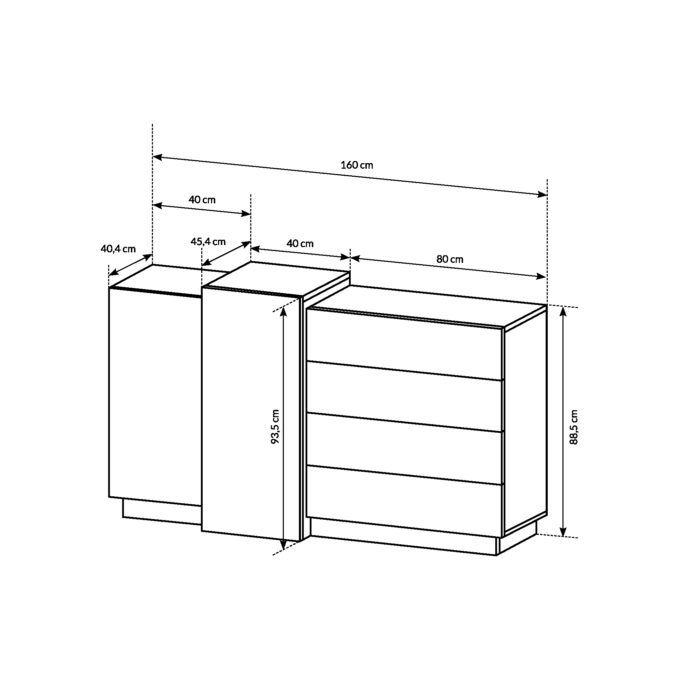 Komoda ETNE KOM2 - Dąb - Biały - 4 Szuflady - obrazek 2