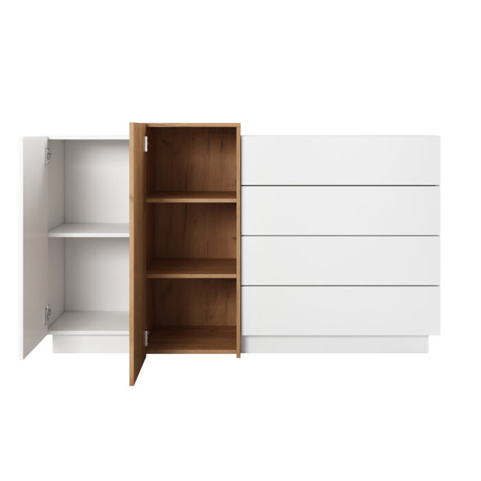 Komoda ETNE KOM2 - Dąb - Biały - 4 Szuflady - obrazek 3