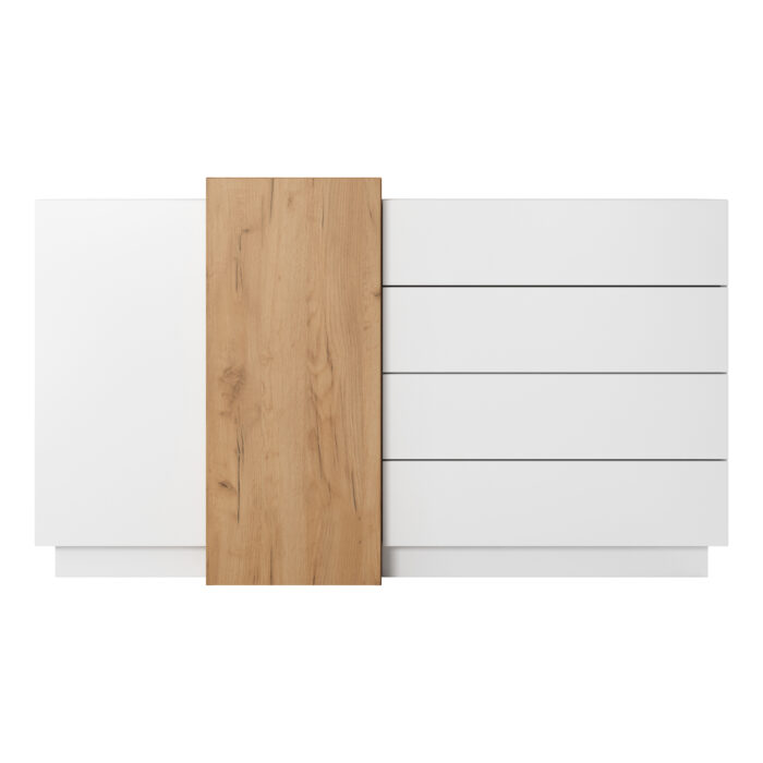 Komoda ETNE KOM2 - Dąb - Biały - 4 Szuflady - obrazek 6