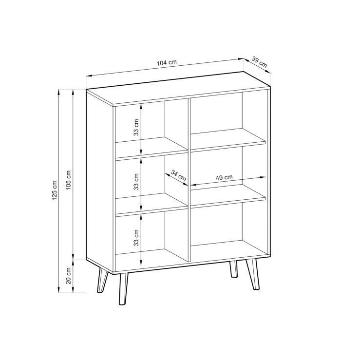 Saskatoon KD104 – komoda, czarny, dąb artisan, szerokość 104 cm, wysokość 125 cm, głębokość 39 cm - obrazek 5