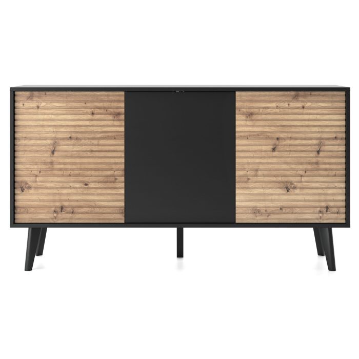 Saskatoon K154 – komoda, czarny, dąb artisan, szerokość 154 cm, wysokość 83 cm, głębokość 39 cm - obrazek 2