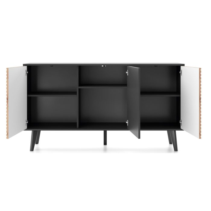 Saskatoon K154 – komoda, czarny, dąb artisan, szerokość 154 cm, wysokość 83 cm, głębokość 39 cm - obrazek 4