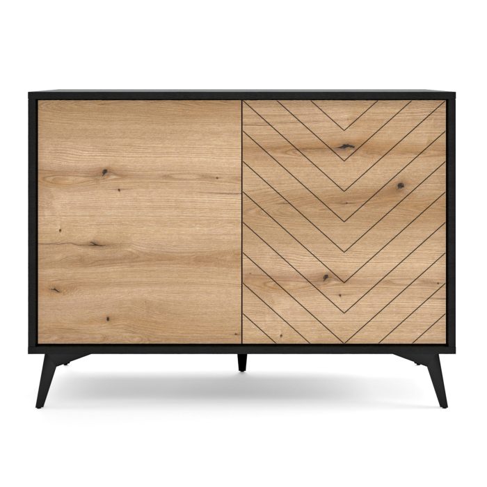 Jasper K104 – Komoda, dąb evoke,czarny, szerokość 104 cm, wysokość 119 cm, głębokość 39 cm - obrazek 2