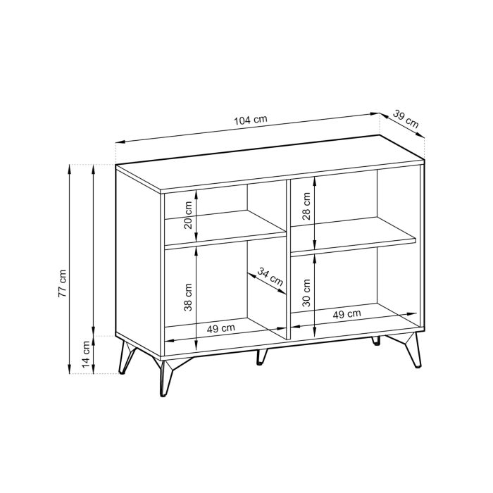 Jasper K104 – Komoda, dąb evoke,czarny, szerokość 104 cm, wysokość 119 cm, głębokość 39 cm - obrazek 4