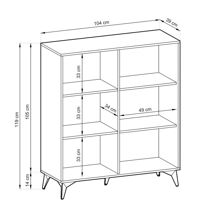 Jasper KD104 – Komoda, dąb evoke,czarny, szerokość 104 cm, wysokość 77 cm, głębokość 39 cm - obrazek 2