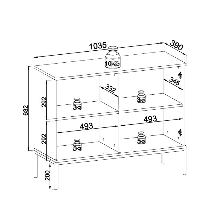 Laval K104 LED – komoda trzydrzwiowa z oświetleniem, kaszmir, szerokość 104 cm, wysokość 83 cm, głębokość 39 cm - obrazek 5