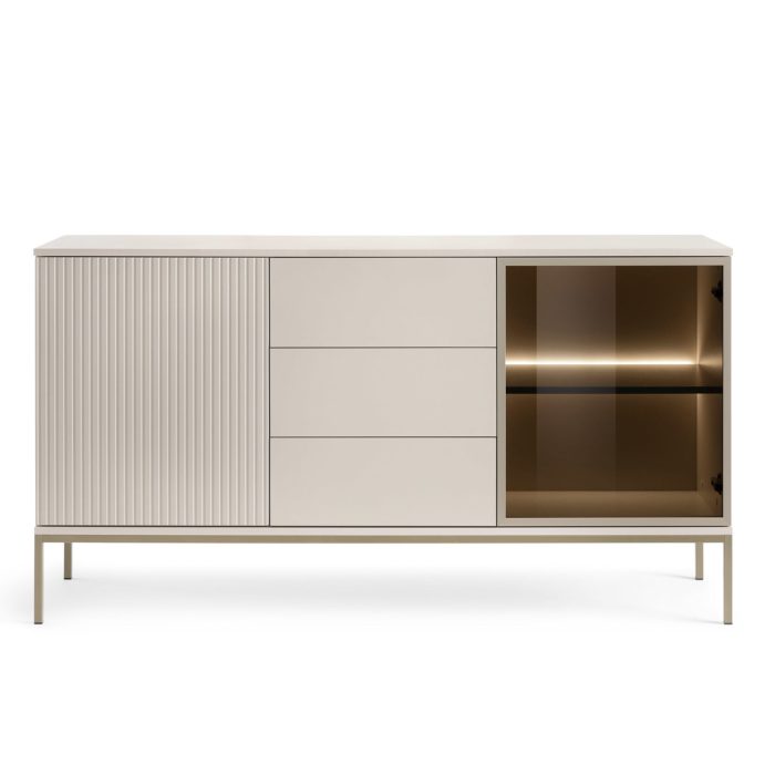 Laval KSZ154 – komoda, kaszmir z lamelami, szerokość 154 cm, wysokość 83 cm, głębokość 39 cm - obrazek 2