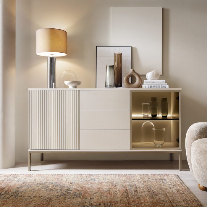 Laval KSZ154 – komoda, kaszmir z lamelami, szerokość 154 cm, wysokość 83 cm, głębokość 39 cm - obrazek 3