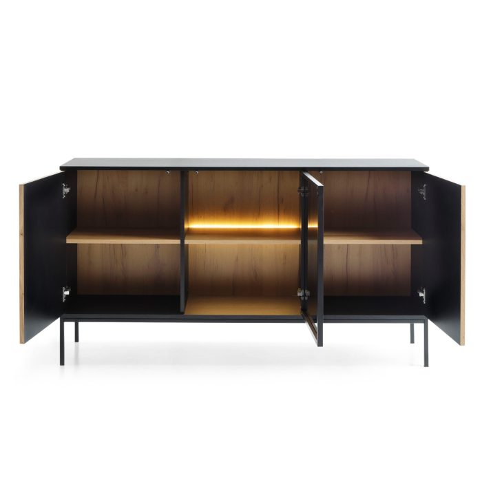 Laval K154 – komoda, dąb wotan, czarny z lamelami, szerokość 154 cm, wysokość 83 cm, głębokość 39 cm - obrazek 4