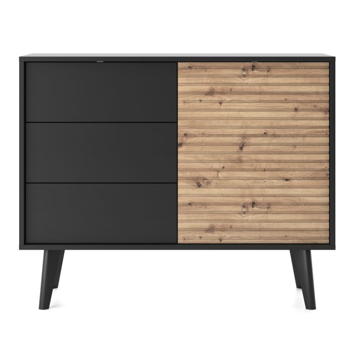 Saskatoon KSZ104 – komoda, czarny / dąb artisan, szerokość 104 cm, wysokość 83 cm, głębokość 39 cm - obrazek 2