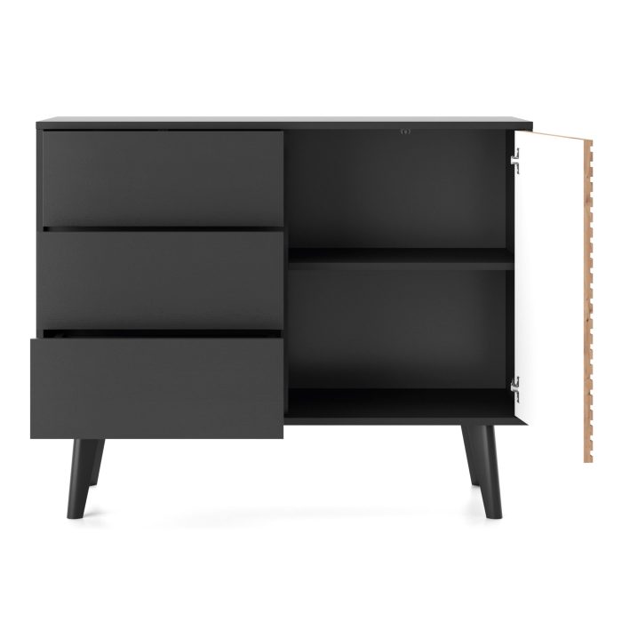 Saskatoon KSZ104 – komoda, czarny / dąb artisan, szerokość 104 cm, wysokość 83 cm, głębokość 39 cm - obrazek 4