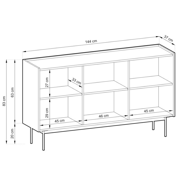 Komoda Kelowna K144 – kaszmir, dąb – szerokość 144 cm, wysokość 83 cm, głębokość 37 cm - obrazek 3