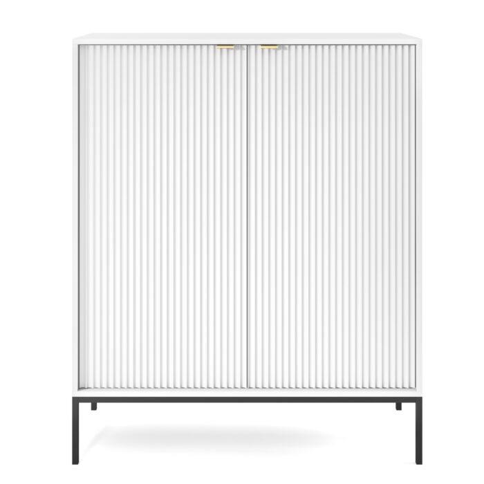 Komoda NANAIMO K104 – biała – złote uchwyty – szerokość 104 cm, wysokość 125 cm, głębokość 39 cm - obrazek 8