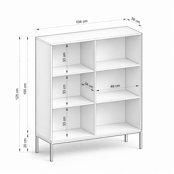 Komoda NANAIMO K104 – czarna – złote uchwyty – szerokość 104 cm, wysokość 125 cm, głębokość 39 cm - obrazek 3