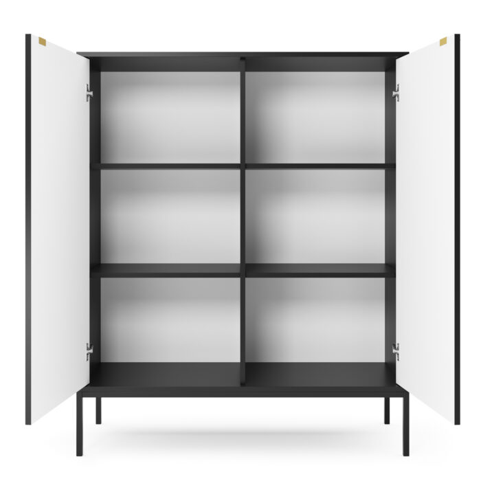 Komoda NANAIMO K104 – czarna – złote uchwyty – szerokość 104 cm, wysokość 125 cm, głębokość 39 cm - obrazek 4