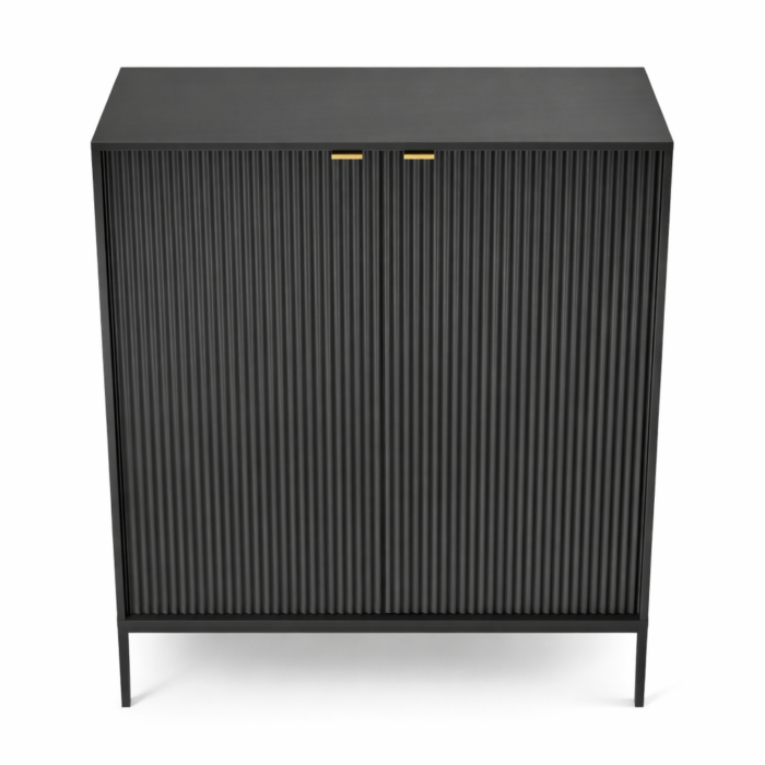 Komoda NANAIMO K104 – czarna – złote uchwyty – szerokość 104 cm, wysokość 125 cm, głębokość 39 cm - obrazek 7