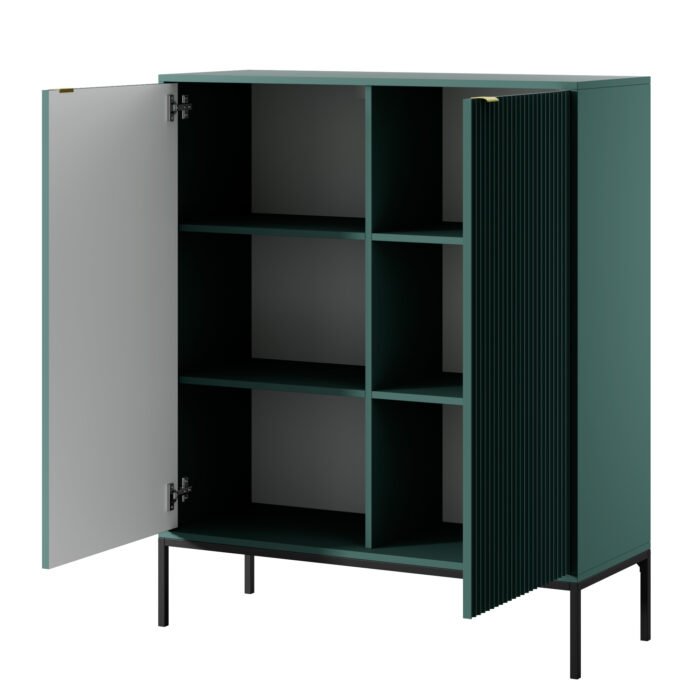 Kommode NANAIMO K104 - Zielony - Złote Uchwyty - Szerokość 104 cm, Wysokość 125 cm, Głębokość 39 cm - obrazek 4