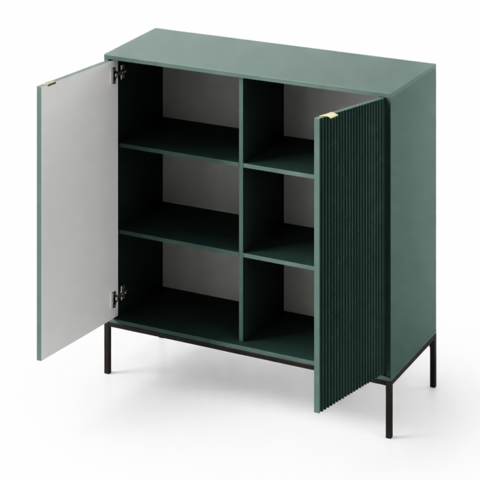 Kommode NANAIMO K104 - Zielony - Złote Uchwyty - Szerokość 104 cm, Wysokość 125 cm, Głębokość 39 cm - obrazek 4
