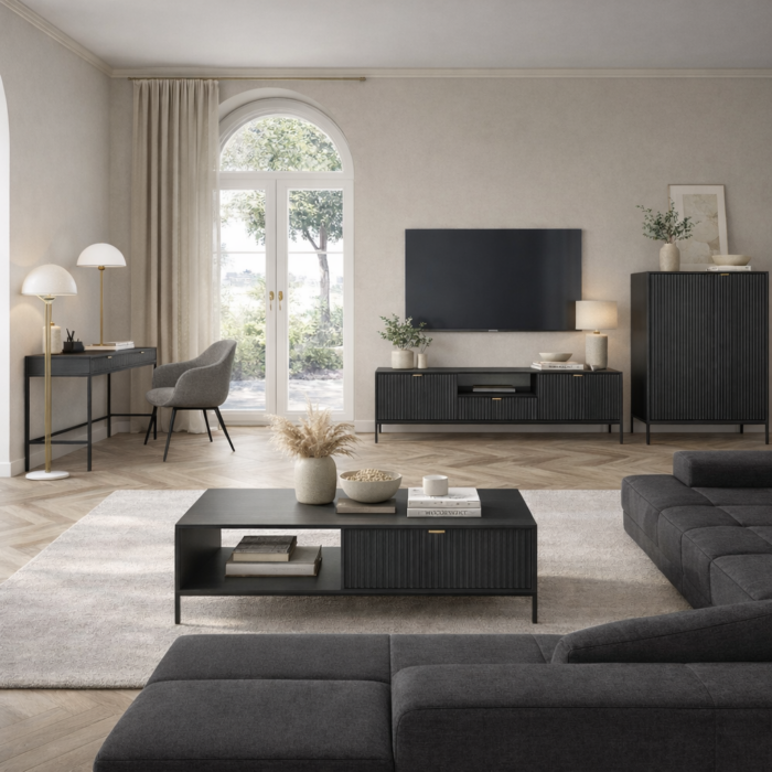 Kommode NANAIMO K104 - Zielony - Złote Uchwyty - Szerokość 104 cm, Wysokość 125 cm, Głębokość 39 cm - obrazek 6