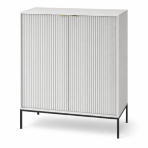 Komoda NANAIMO K104 - Szary - Złote Uchwyty - Szerokość 104 cm, Wysokość 125 cm, Głębokość 39 cm