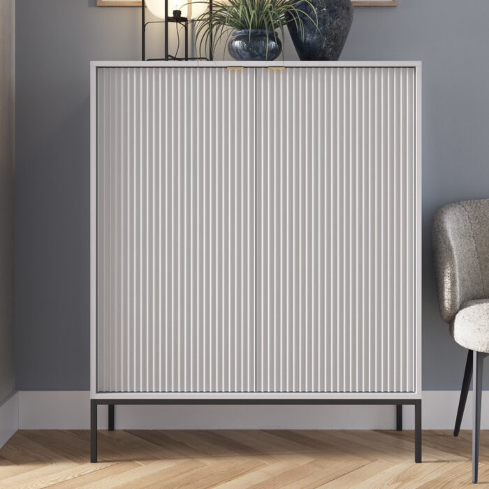 Komoda NANAIMO K104 - Szary - Złote Uchwyty - Szerokość 104 cm, Wysokość 125 cm, Głębokość 39 cm - obrazek 2