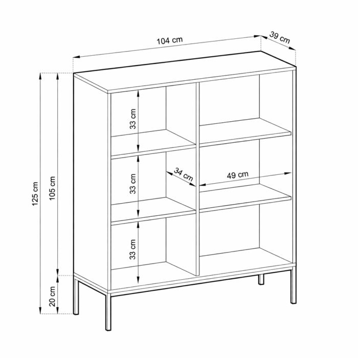Komoda NANAIMO K104 - Szary - Złote Uchwyty - Szerokość 104 cm, Wysokość 125 cm, Głębokość 39 cm - obrazek 3