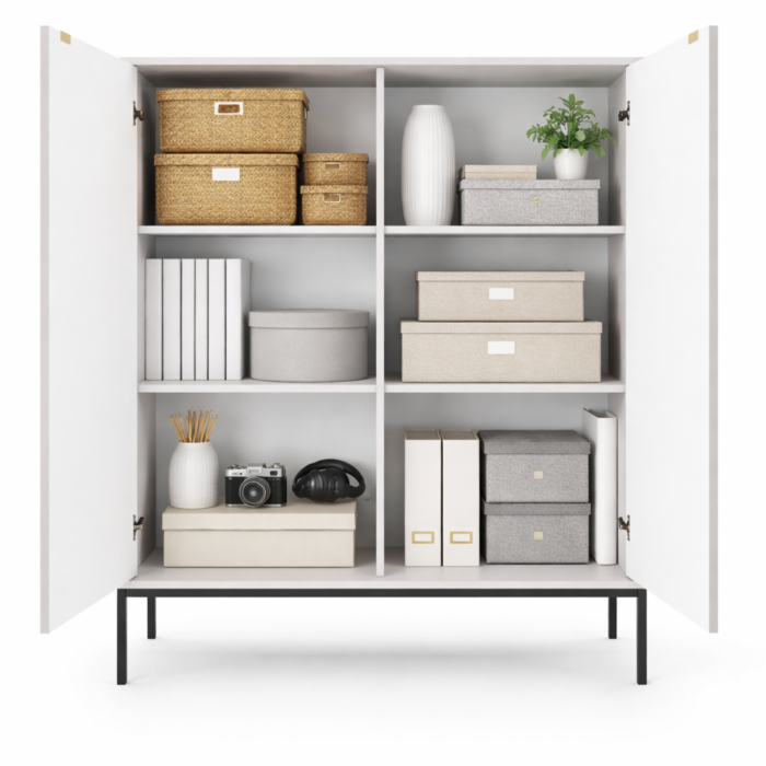 Komoda NANAIMO K104 - Szary - Złote Uchwyty - Szerokość 104 cm, Wysokość 125 cm, Głębokość 39 cm - obrazek 4