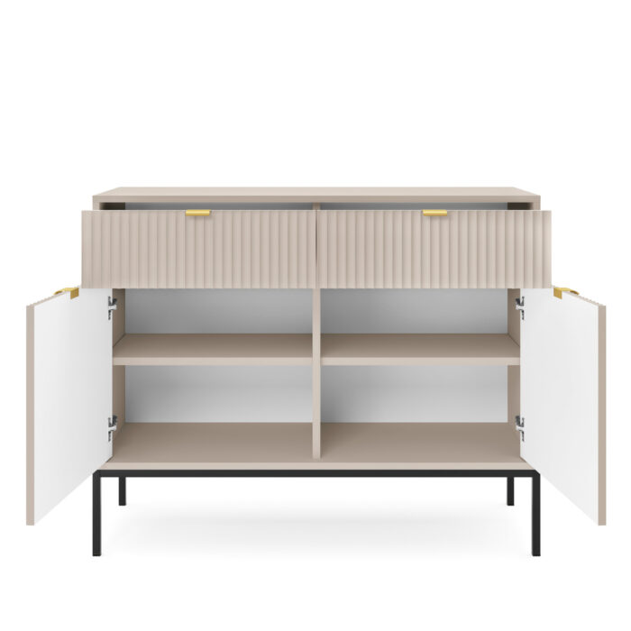 Komoda NANAIMO KSZ104 – kaszmir – złote uchwyty – 2 szuflady – szerokość 104 cm, wysokość 83 cm, głębokość 39 cm - obrazek 4