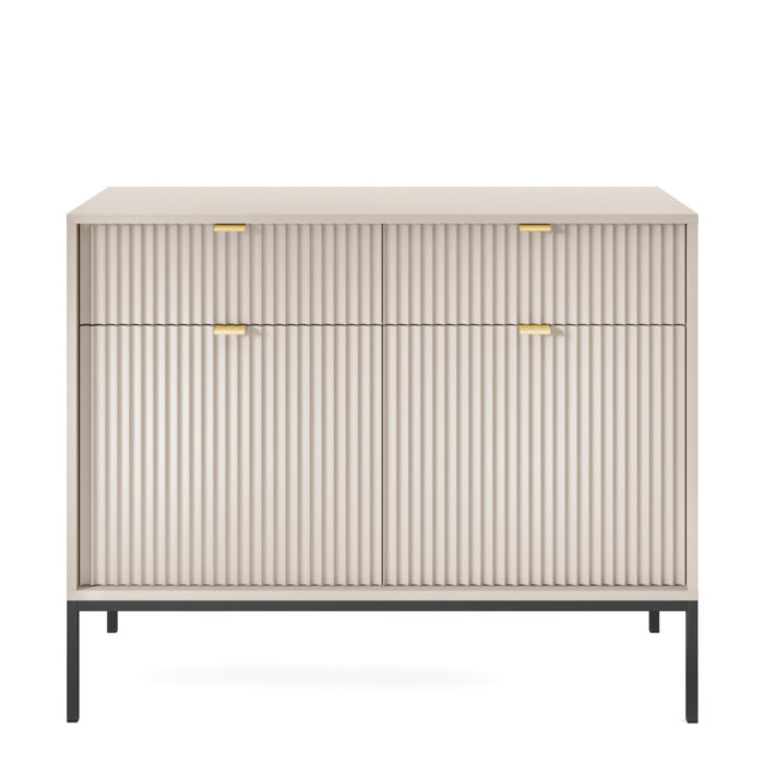 Komoda NANAIMO KSZ104 – kaszmir – złote uchwyty – 2 szuflady – szerokość 104 cm, wysokość 83 cm, głębokość 39 cm - obrazek 7