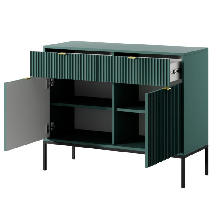 Kommode NANAIMO KSZ104 - Zielony - Złote Uchwyt - 2 Szuflady - Szerokość 104 cm, Wysokość 83 cm, Głębokość 39 cm - obrazek 4