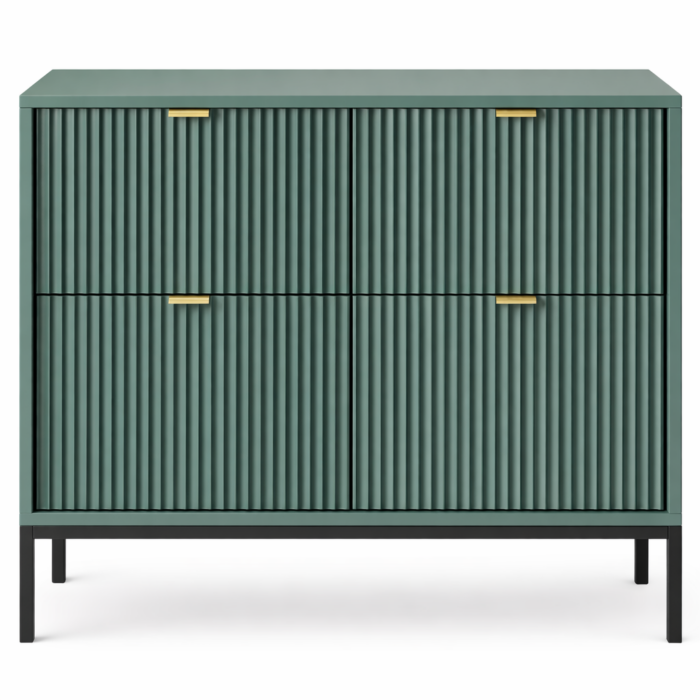 Kommode NANAIMO KSZ104 - Zielony - Złote Uchwyt - 2 Szuflady - Szerokość 104 cm, Wysokość 83 cm, Głębokość 39 cm - obrazek 5