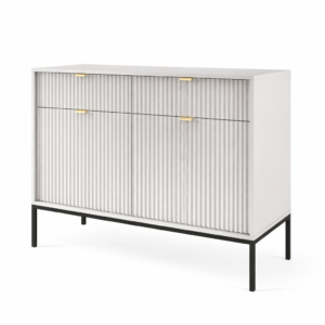 Komoda NANAIMO KSZ104 - Szary - Złote Uchwyty - 2 Szuflady - Szerokość 104 cm, Wysokość 83 cm, Głębokość 39 cm