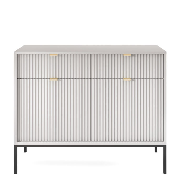 Komoda NANAIMO KSZ104 - Szary - Złote Uchwyty - 2 Szuflady - Szerokość 104 cm, Wysokość 83 cm, Głębokość 39 cm - obrazek 8