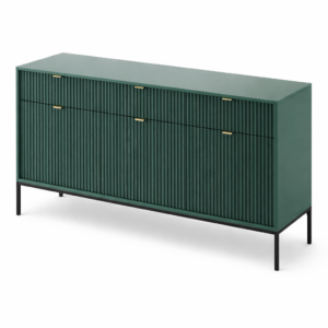Kommode NANAIMO KSZ154 - Zielony - Złote Uchwyty - 3 Szuflady - Szerokość 154 cm, Wysokość 83 cm, Głębokość 39 cm